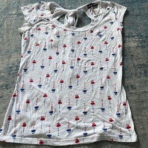 White, red and blue size small top
